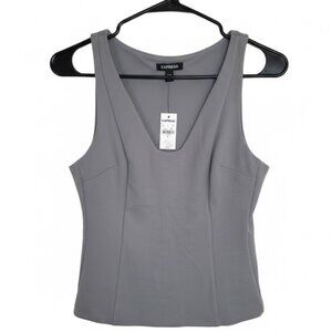 Express Womens Gray Sleeveless V-Neck Blouse Top Size Small New - NWT